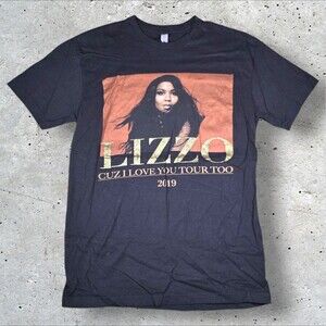 Lizzo Cuz I Love You Tour Too 2019 Gold Glitter Graphic Black T Shirt Small S